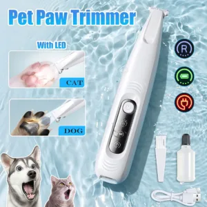 Dog Paw Trimmer with LED Light Display Dog Clippers Grooming 18mm Widen Blade