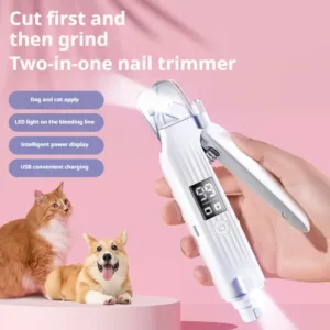 Pet Nail Clippers 2-in-1 Electric Pet Nail Trimmer Low-noise, Quiet Design Rechargeable Pet Nail Grinder And Trimmer